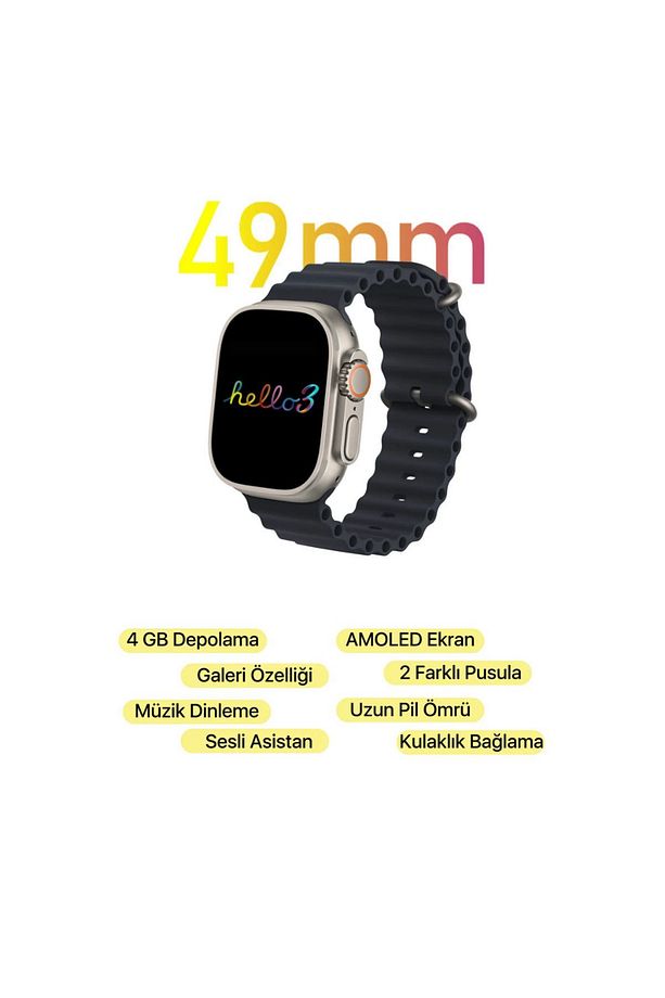 Watch Hello 3 Plus Akıllı Saat Ultra Amoled 4gb Galeri Ses Kaydetme 3 Kordon Ios Ve Android Uyumlu - 5