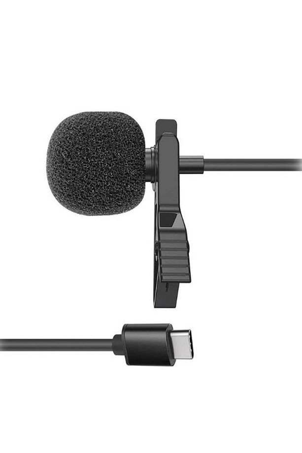 Cep Telefonu Mini Klipsli Mikrofon Type-c Uyumlu Kablo Uçlu Yaka Mikrofonu Lavalier - 3
