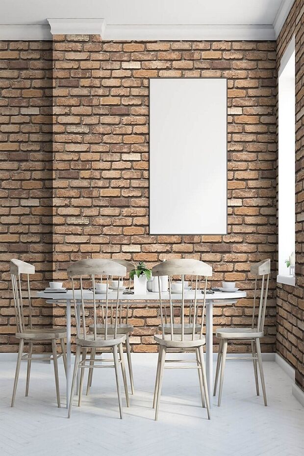 Bien Exclusive 5331 Açık Sarı Popüler Taş Tuğla Desen Kağıdı 5,30 M² - 2