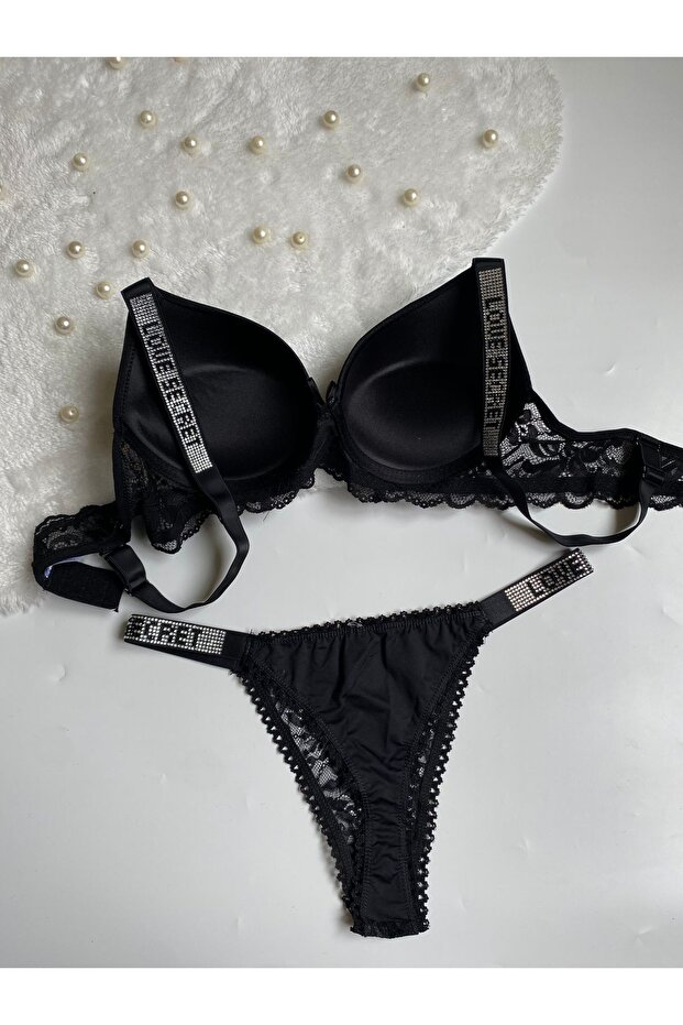 Stoned Micro Padded Bra Set - 3