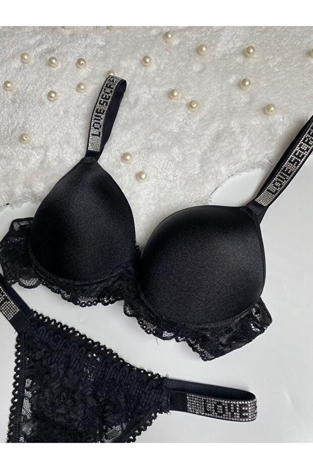 Stoned Micro Padded Bra Set - 2