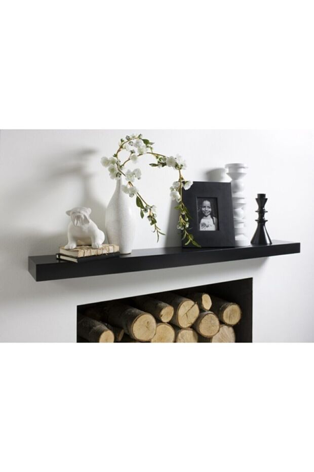 Siyah Duvar Rafı Gizli Raf Uçan Raf 50CM - 1