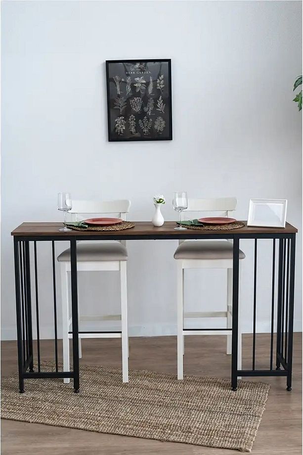 Mutfak Masası, Bar Masası, Dresuar, Makyaj Masası, Konsol Raf Petek Üstü Raf, Metal Ayak Bar Masası - 8