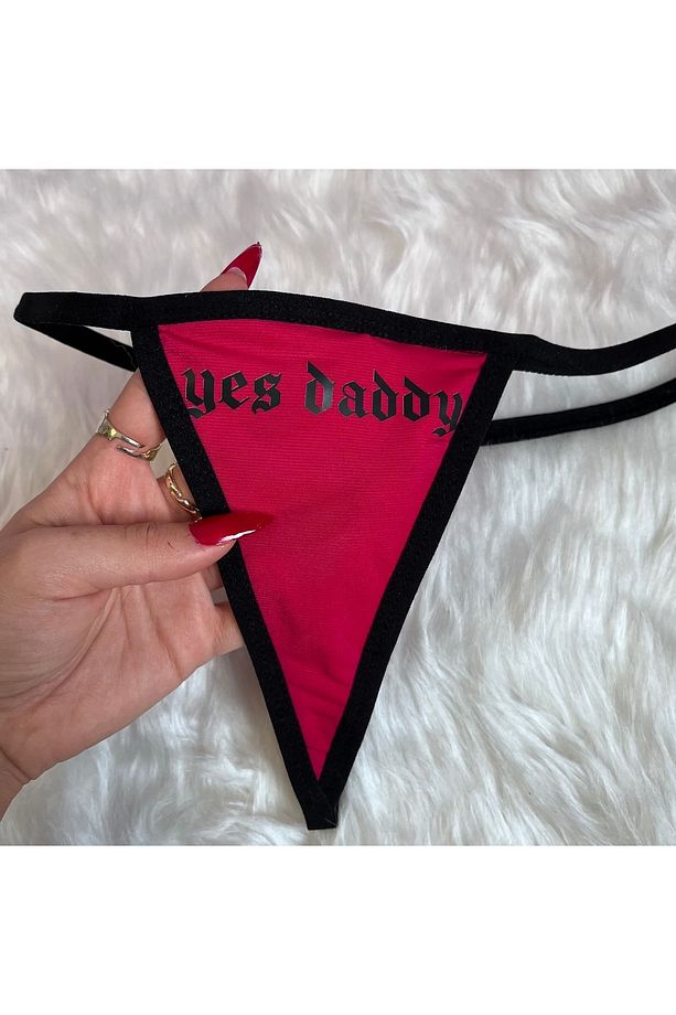 Yes Daddy Yazılı Fuşya T-String Tanga - 1
