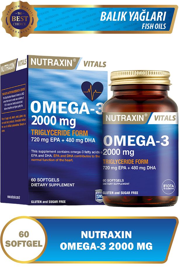 2 Adet Nutraxin Omega 3 60 Adet Soft Jel 2000 Mg - (EPA 20+DHA 480) - 3