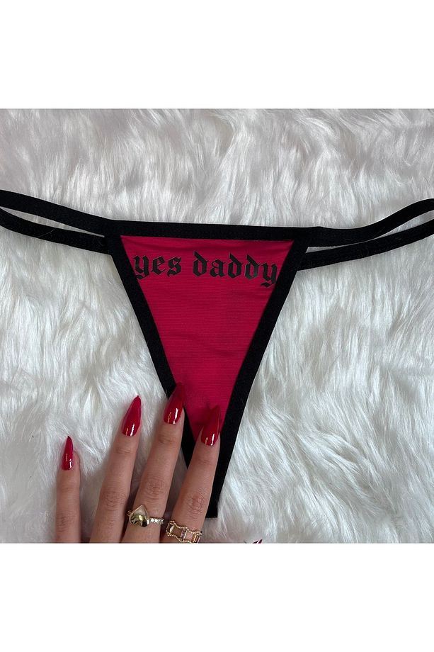 Yes Daddy Yazılı Fuşya T-String Tanga - 2
