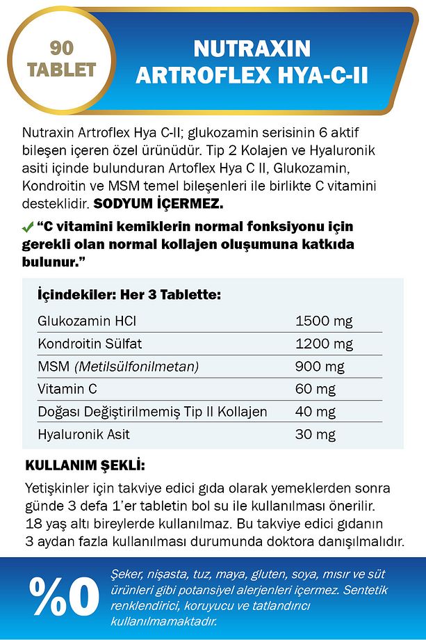 2 Adet Nutraxin Artroflex Hya-C-II 90 Adet Tablet - 4