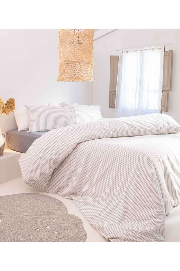 Viento Duvet Cover Set Cotton Ecru Blue Striped Blue Double 200x220 9510a