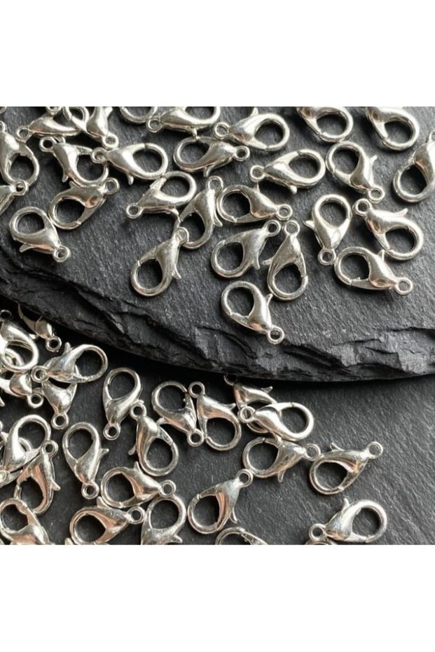 50 Pieces Nickel Color Metal Parrot Lock 12x6mm Pear- Lobster Clasp, Jewelry Clip