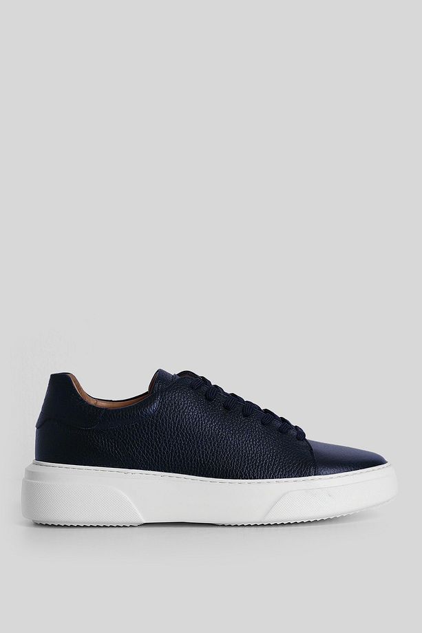 Tommy Lacivert Sneaker Ayakkabı Erkek Ayakkabı  %100 Deri - 1
