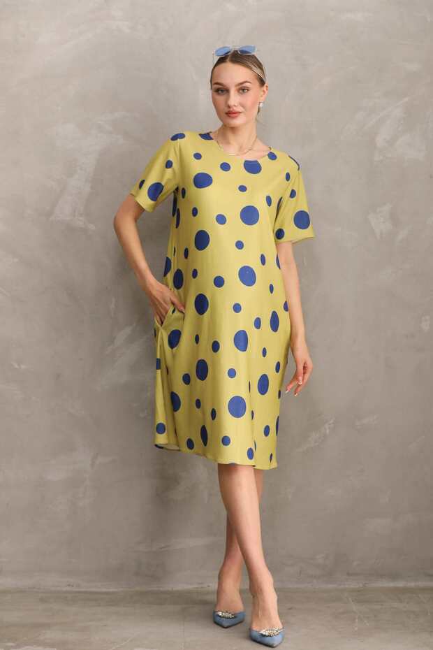 Maternity Printed Midi Short Sleeve Side Pocket Dress