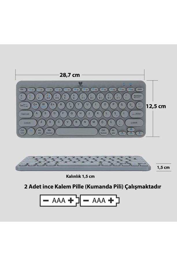 Bt-k95 Bluetooth V5.0 Ios Android Kablosuz Klavye Uzay Gri - 7