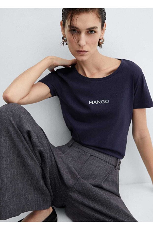 Pamuklu logolu tişört - 5