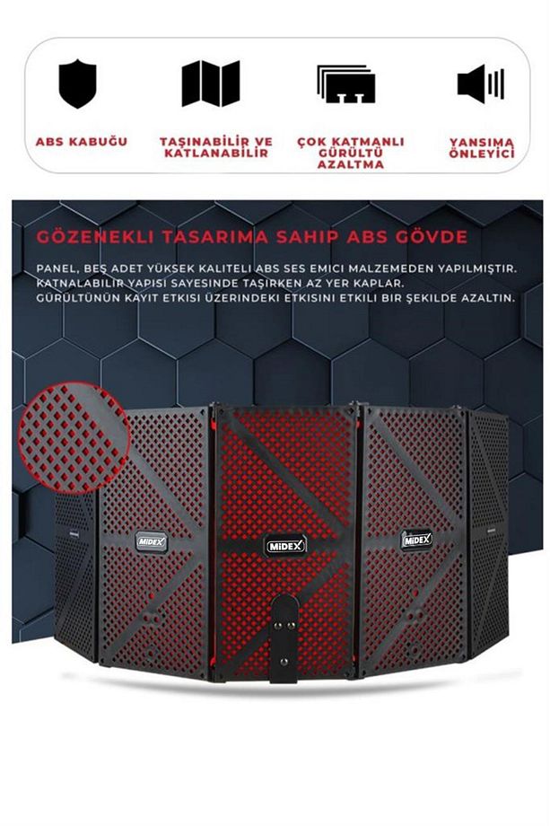 Pf-44 Red Mikrofon Ses Yalıtım Izolasyon Paneli 5 Bölümlü (75x30 Cm) - 3