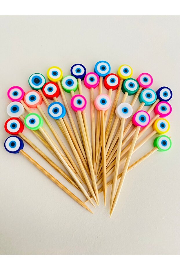 NO:41 - 30 pcs Decorative Beaded Promise Engagement Birthday Party Cupcake Mevlüt Ornament Toothpick