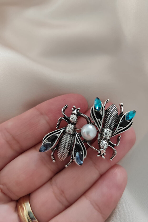 Çift Arı Tasarımlı Broş Yaka İğnesi - 3