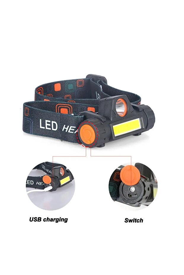 1200 Lümen Su Geçirmez Cob LED Kaf Lambası Şarjlı Kafa Feneri Mıknatıslı Kafa Çalışma Lambası - 4