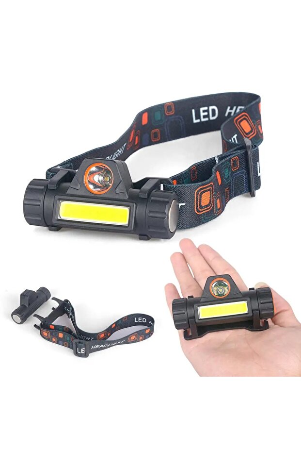 1200 Lümen Su Geçirmez Cob LED Kaf Lambası Şarjlı Kafa Feneri Mıknatıslı Kafa Çalışma Lambası - 1