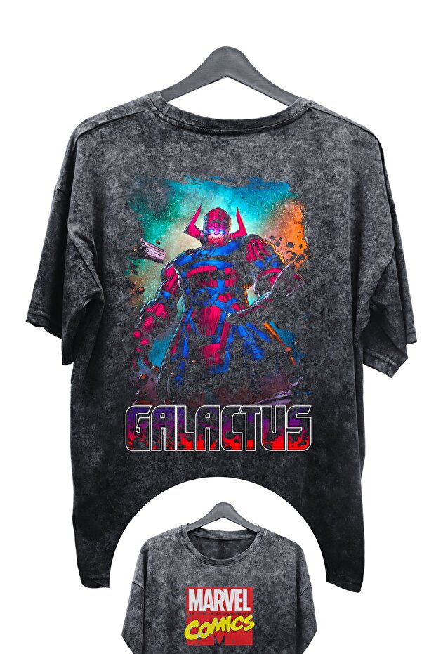 Unisex Galactus Printed Washable T-Shirt, Oversize Marvel Comics Printed Retro T-Shirt