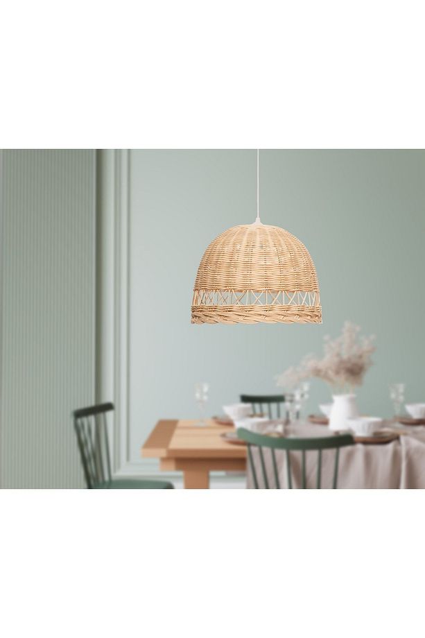 Rattan Bambu Hasır Kafes Avize - 1