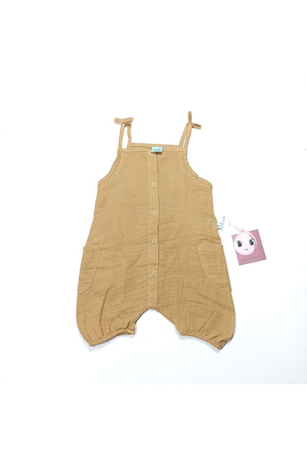 Bebe Askılı Muslin Bebek Şort Tulum - 1