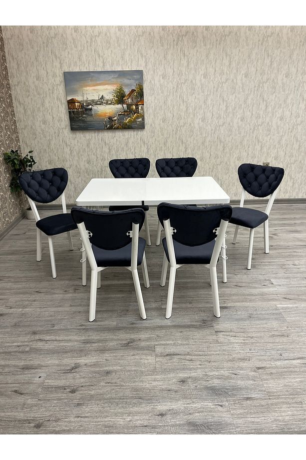 Akuamarin Mutfak Yemek Masası Takımı- 6 Kişilik Mutfak Masa Sandalye Takımı- Mutfak Masası Takımı - 5