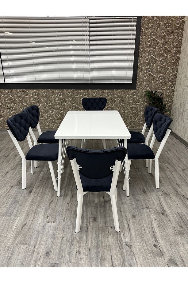 Akuamarin Mutfak Yemek Masası Takımı- 6 Kişilik Mutfak Masa Sandalye Takımı- Mutfak Masası Takımı - 4