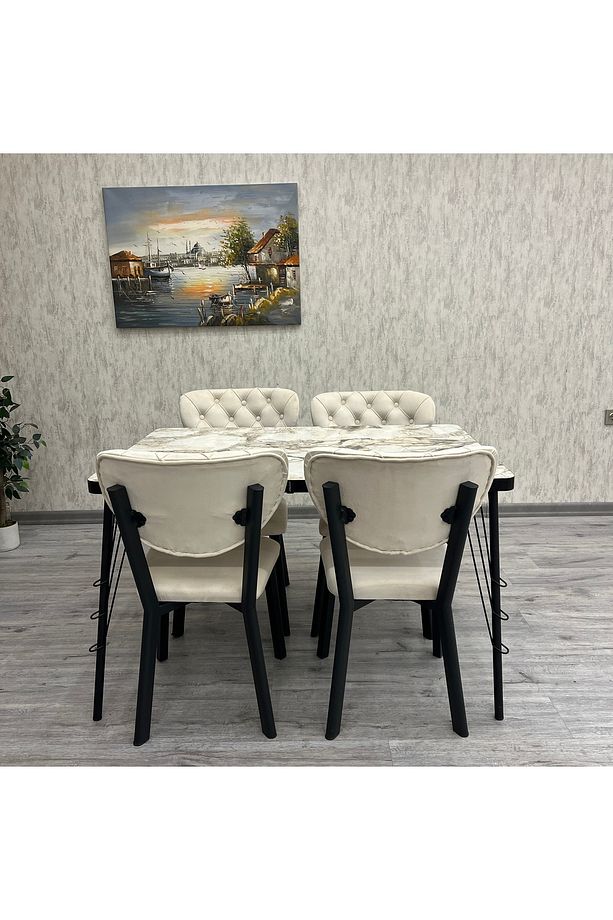 Akumarin Mutfak Yemek Masası Takımı- 4 Kişilik Mutfak Masa Sandalye Takımı- Mutfak Masası Takımı - 6