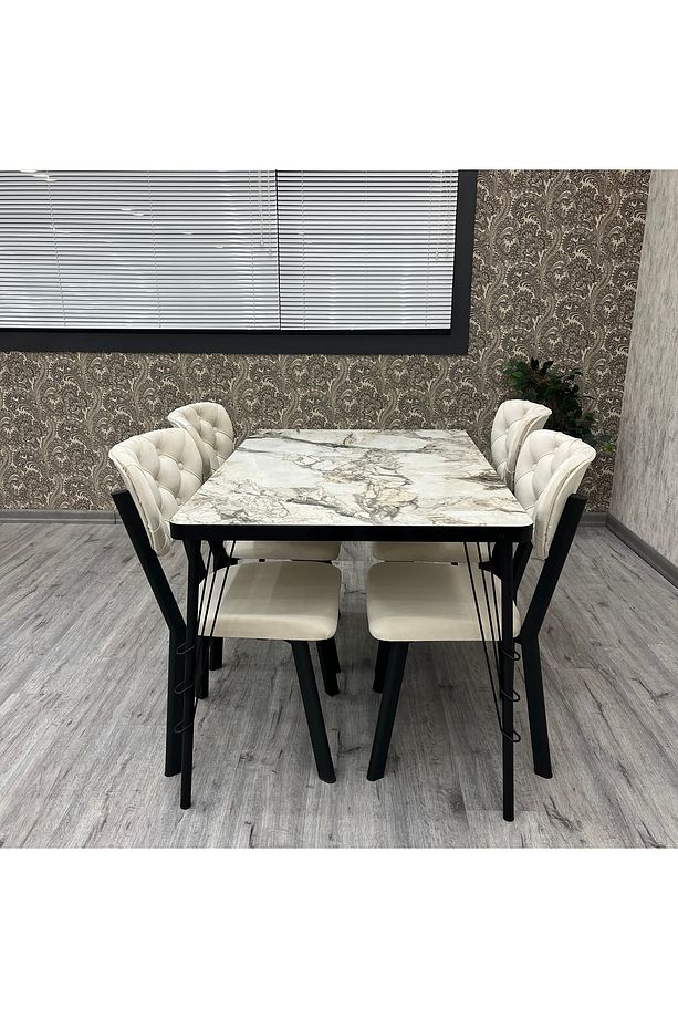Akumarin Mutfak Yemek Masası Takımı- 4 Kişilik Mutfak Masa Sandalye Takımı- Mutfak Masası Takımı - 5