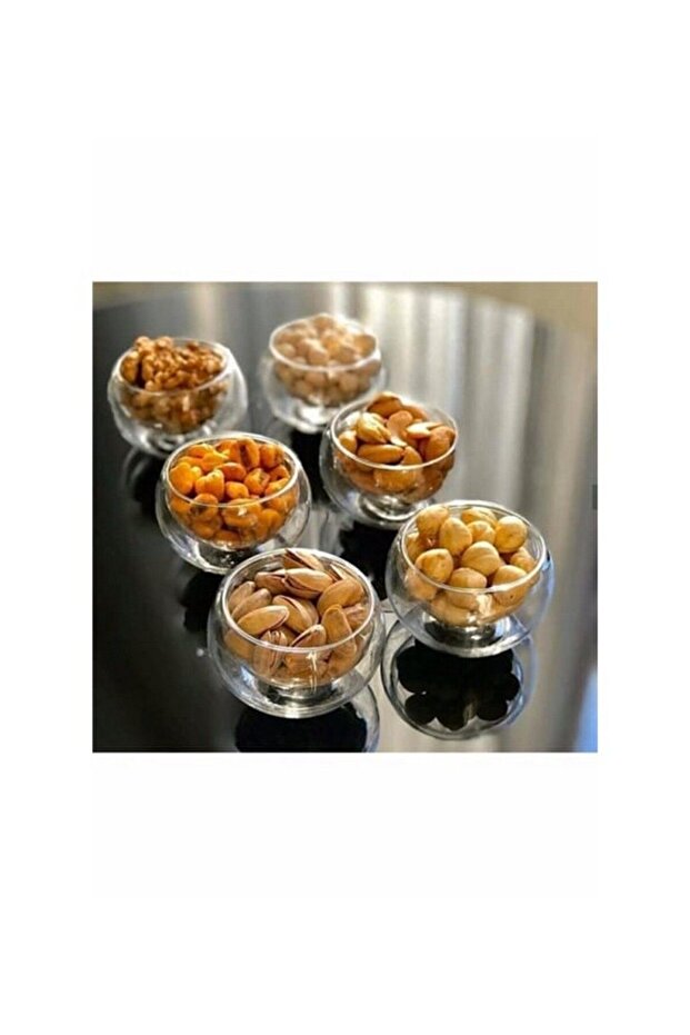 6-Piece 50ml Double Glass Double Walled Mini Sauce Bowl and Jam Bowl| 6-Piece Double Walled Mini Sauce Bowl Turkish Delight Bowl
