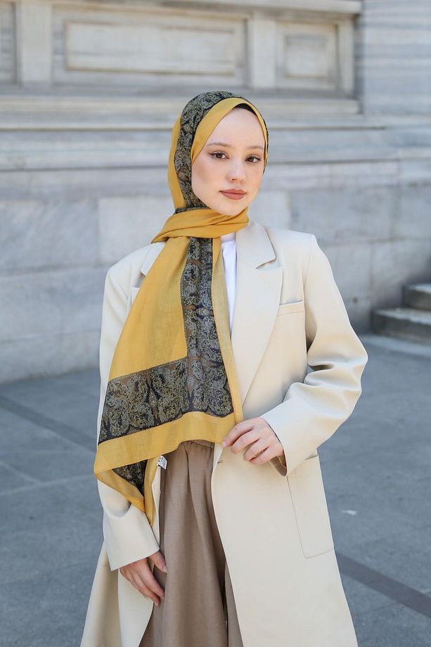 Desenli Pamuk İpek Şal Modeli PMKV05-13 - 1