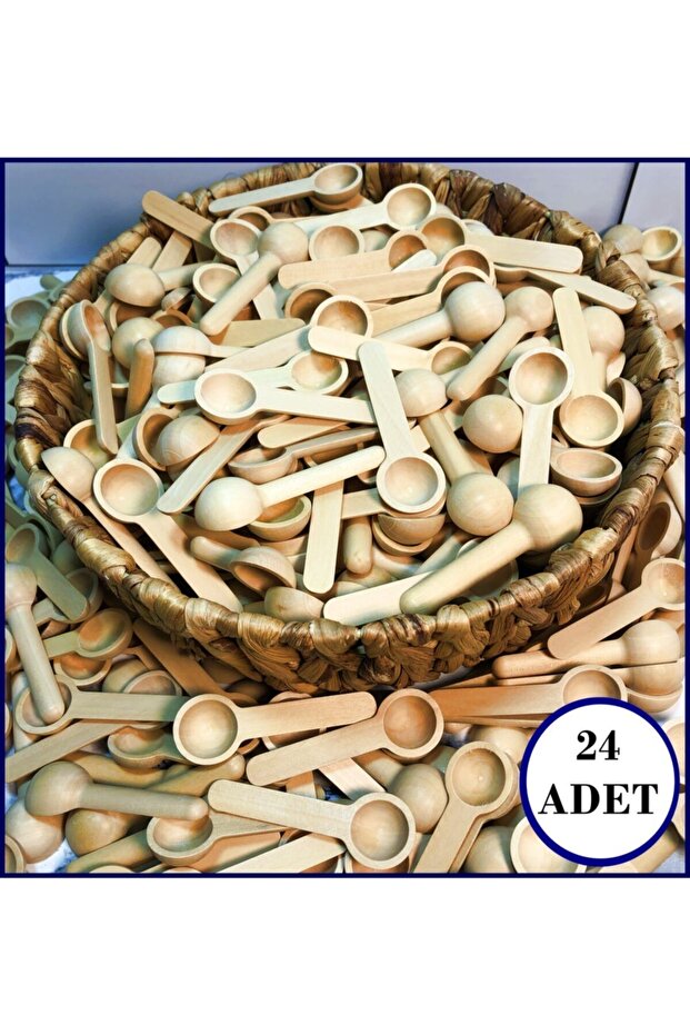 24 Adet Mini Bambu Baharat Kaşığı - 1