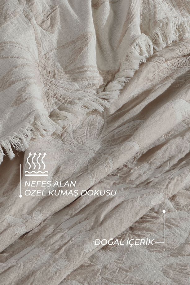 Natural Series Leaf Yatak Seti 6 Parça Taş Rengi - 4