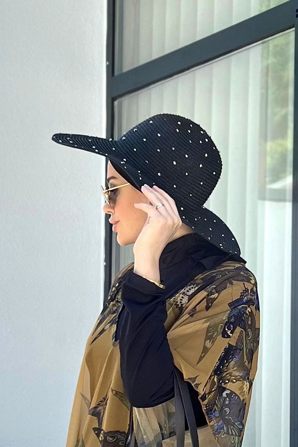 Remsa Taşlı Hasır Şapka RŞ-96 Siyah - 5
