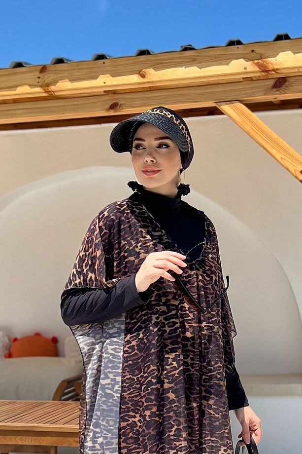 Remsa Vizör Örgü Hasır Şapka Güneş Koruyucu Siperlik RŞ-101 Siyah Leopar - 6
