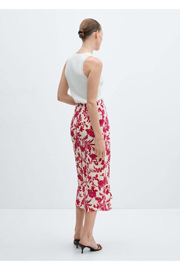 Çiçek Desenli Anvelop Etek - 4