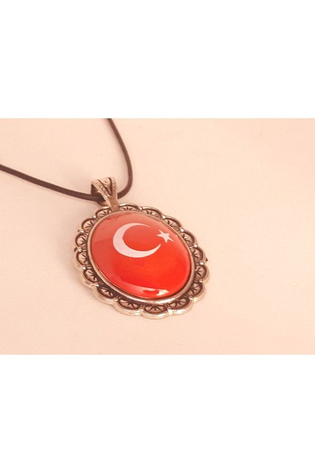 Türk Bayraklı Çini Kolye - 1