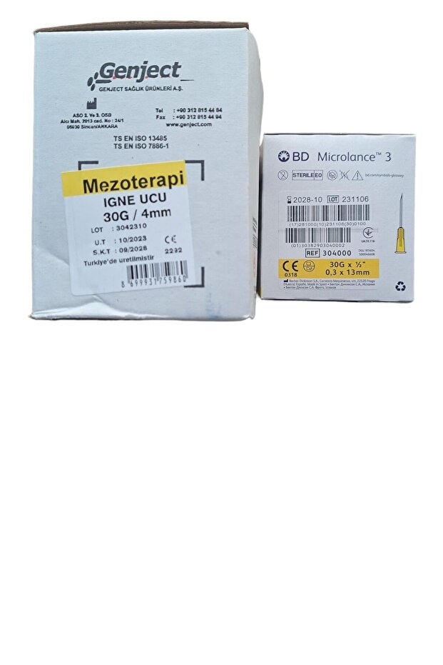 Mezoterapi iğnesi 50 adet 4mm Genject - 50 adet 13mm Bd - 2