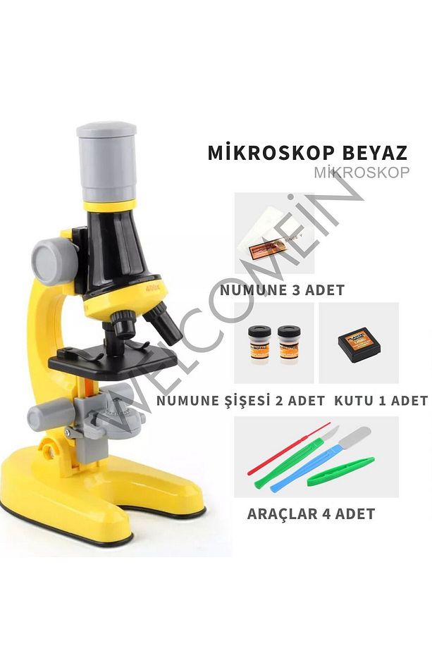 Işıklı Objektif Mikroskop Çocuklar İçin Ders Ve Eğitim Okulda Kullanılabilir 1200X Zoom, Dahili Tüp - 6