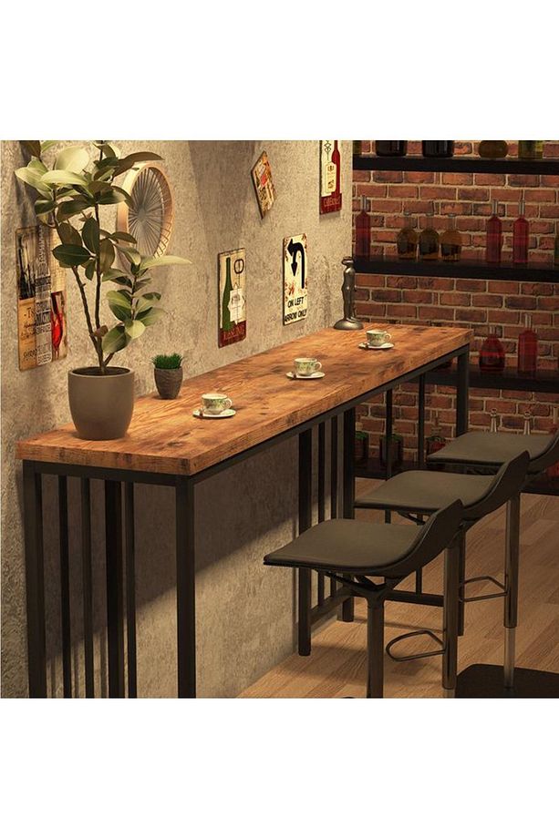 Mutfak Masası, Bar Masası, Dresuar, Makyaj Masası, Konsol Raf Petek Üstü Raf, Metal Ayak Bar Masası - 1