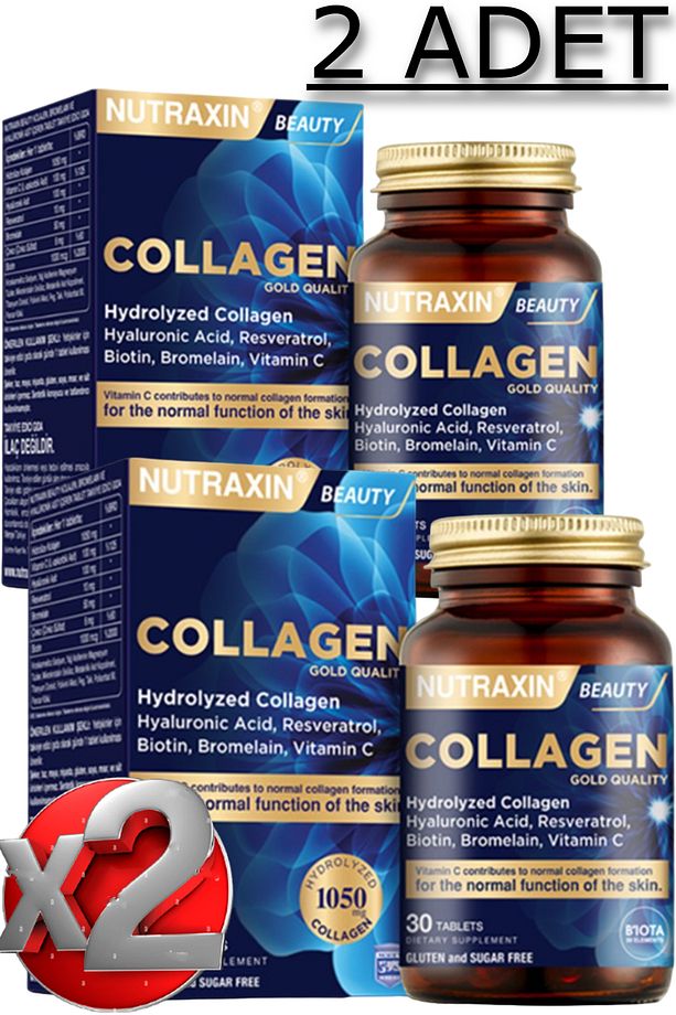2 Adet Nutraxin Hidrolize Kolajen 30 Adet Tablet - (Tip1-Tip3) - 1