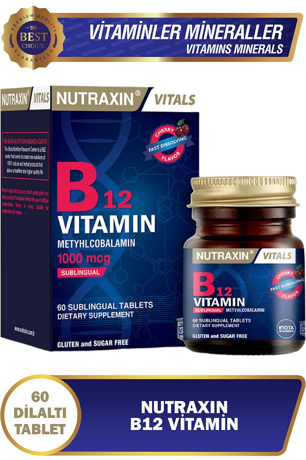 2 Adet Nutraxin B12 Vitamini 60 Adet Tablet (1000 Mcg) - Dil Altı Tableti - 4