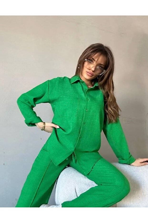 Linen Shirt and Trousers Two-Piece Set