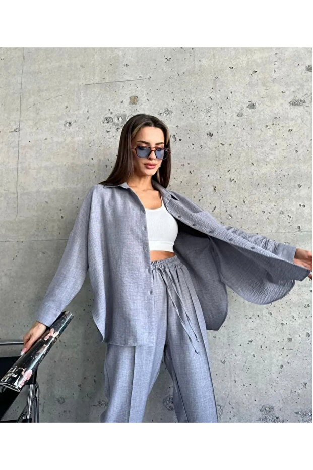 Linen Shirt Pants Set