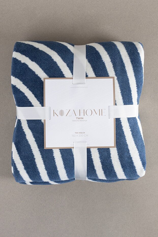 Twin Blanket Soft Cotton Single Blanket Blue Cream 150 x 200 5031A