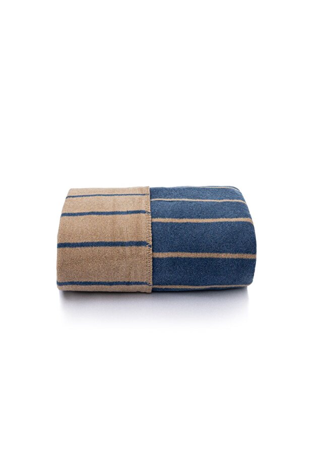 Twin Blanket Soft Cotton Double Blanket Brown Blue 200 x 220 5029A