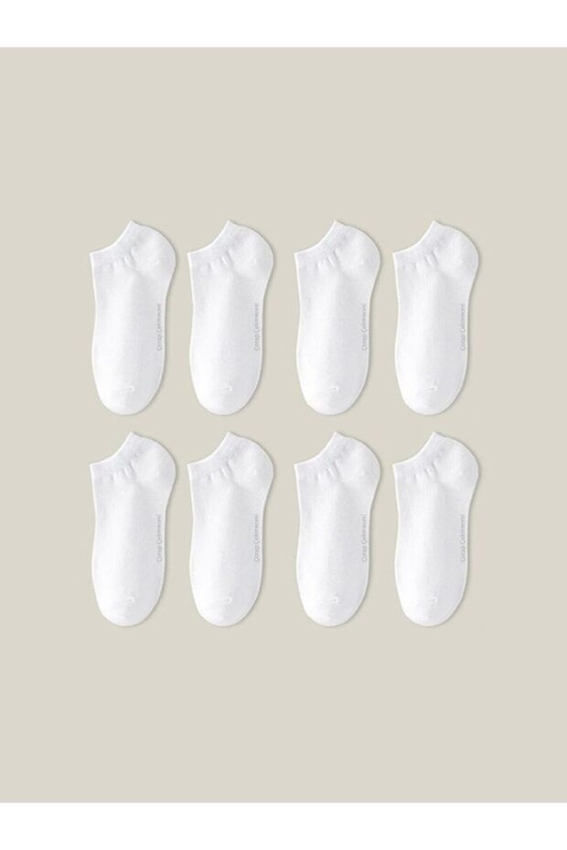 8 قطع من الجوارب القصيرة الأساسية باللون الأبيض - 1