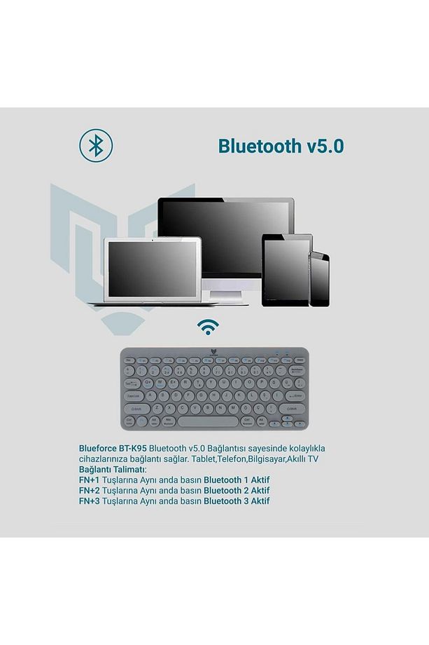 Bt-k95 Bluetooth V5.0 Ios Android Kablosuz Klavye Uzay Gri - 5