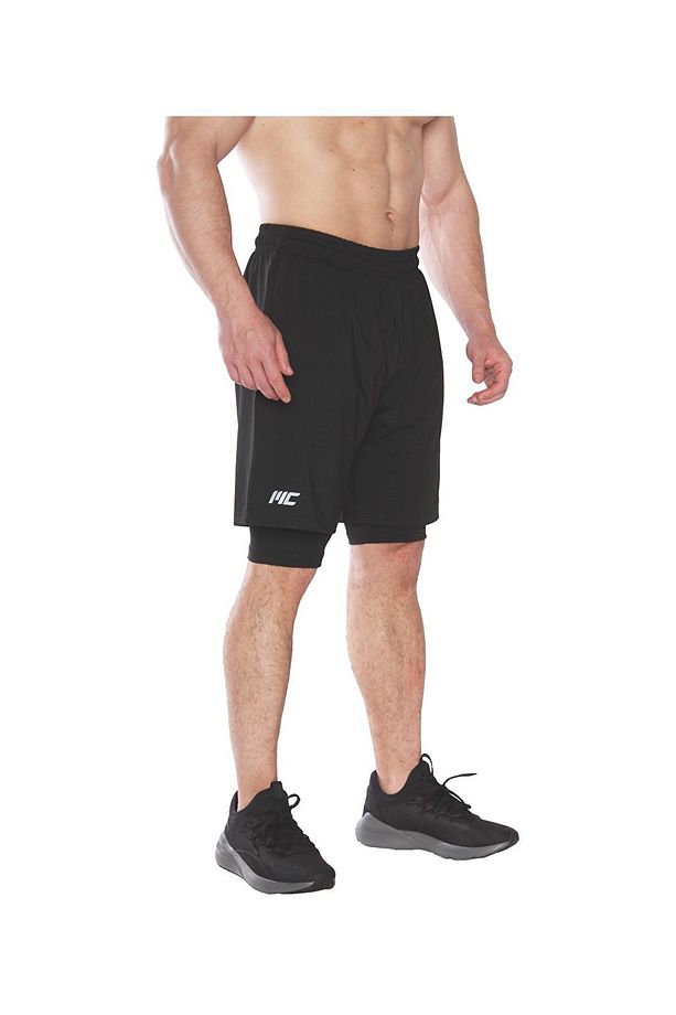 2 In 1 Erkek Taytlı Stretch Şort Siyah - 1