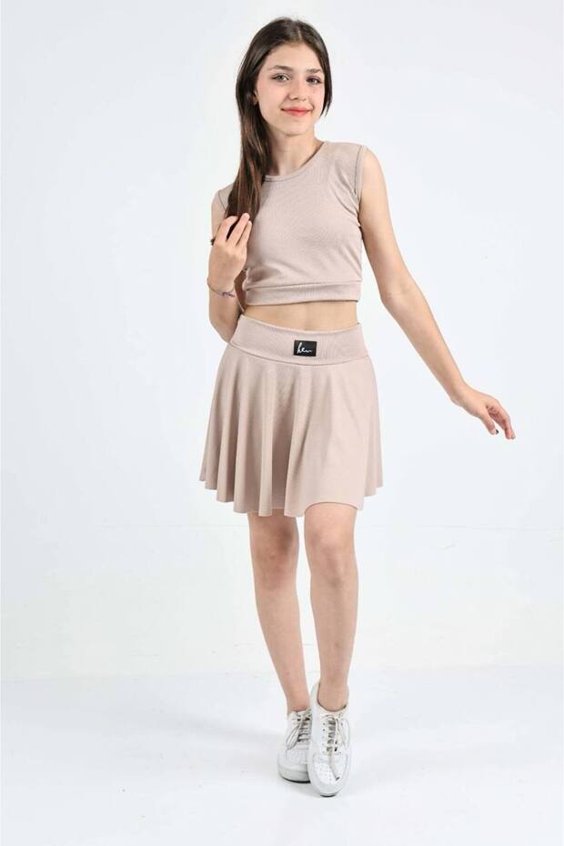 New Season Girls' Suit Terry Fabric Crop Zero Sleeve Body